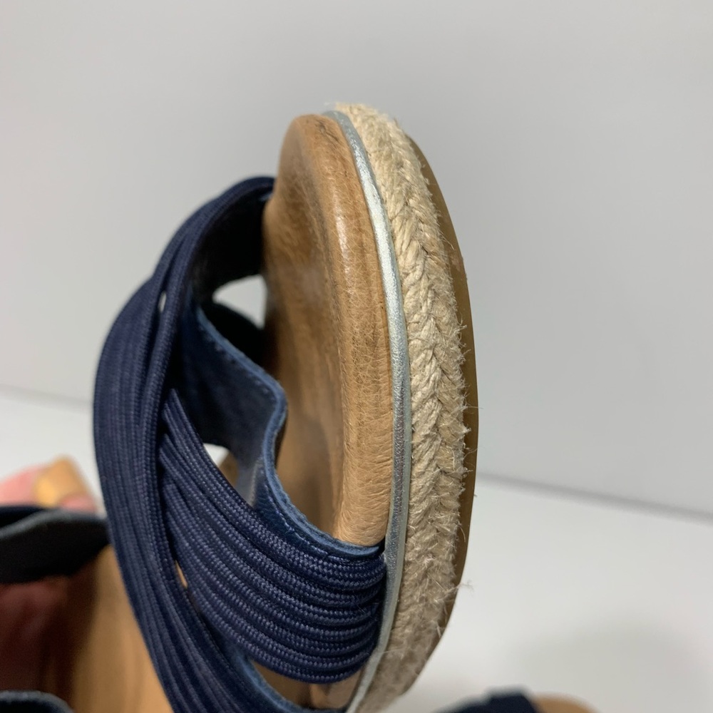 UGG Wedge Sandals Australian Hilarie Navy Blue Leather and elastic straps - 8.5 - Picture 12 of 16